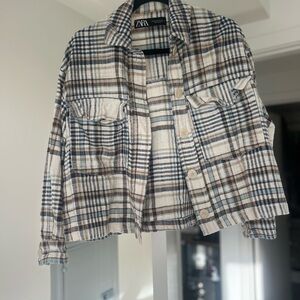 Zara Women's Checkered Blue & Cream Flannel